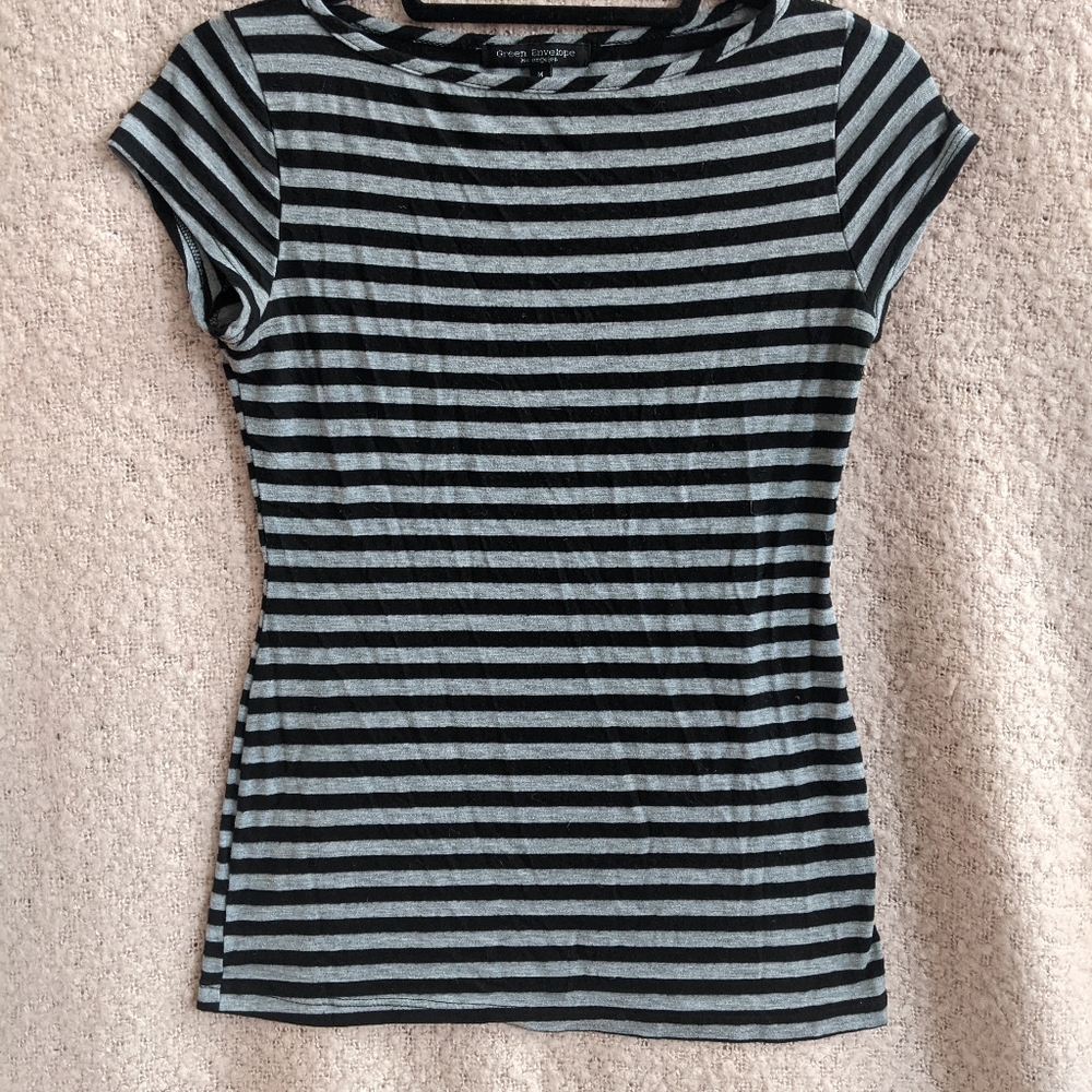 Grey and Black Striped Shirt